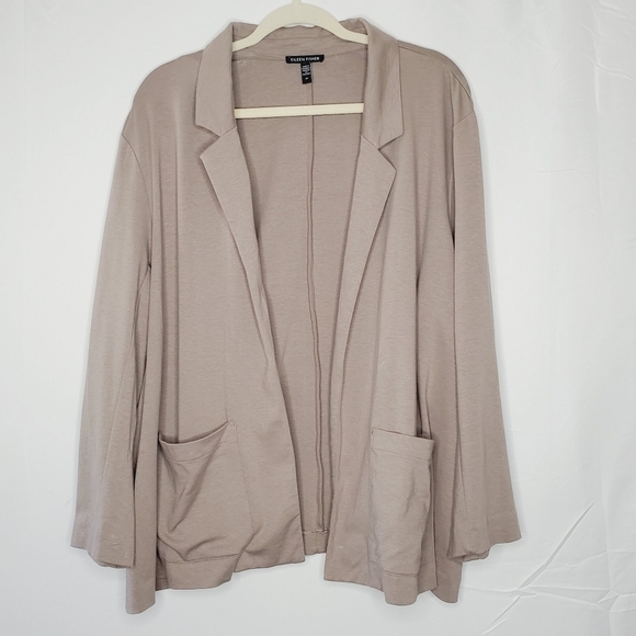 Eileen Fisher Organic Cotton Blend Blazer Sz 2X Open Front Stretch Jacket Pocket - Picture 13 of 13